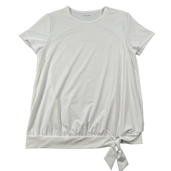 Lands End Swim Top Womens Small 6-8 White Tie Front Short Sleeve Blouson UPF 50 - Picture 13 of 15